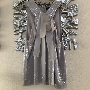 Robert Rodriquez Silver Taupe Sequin Silk Tank